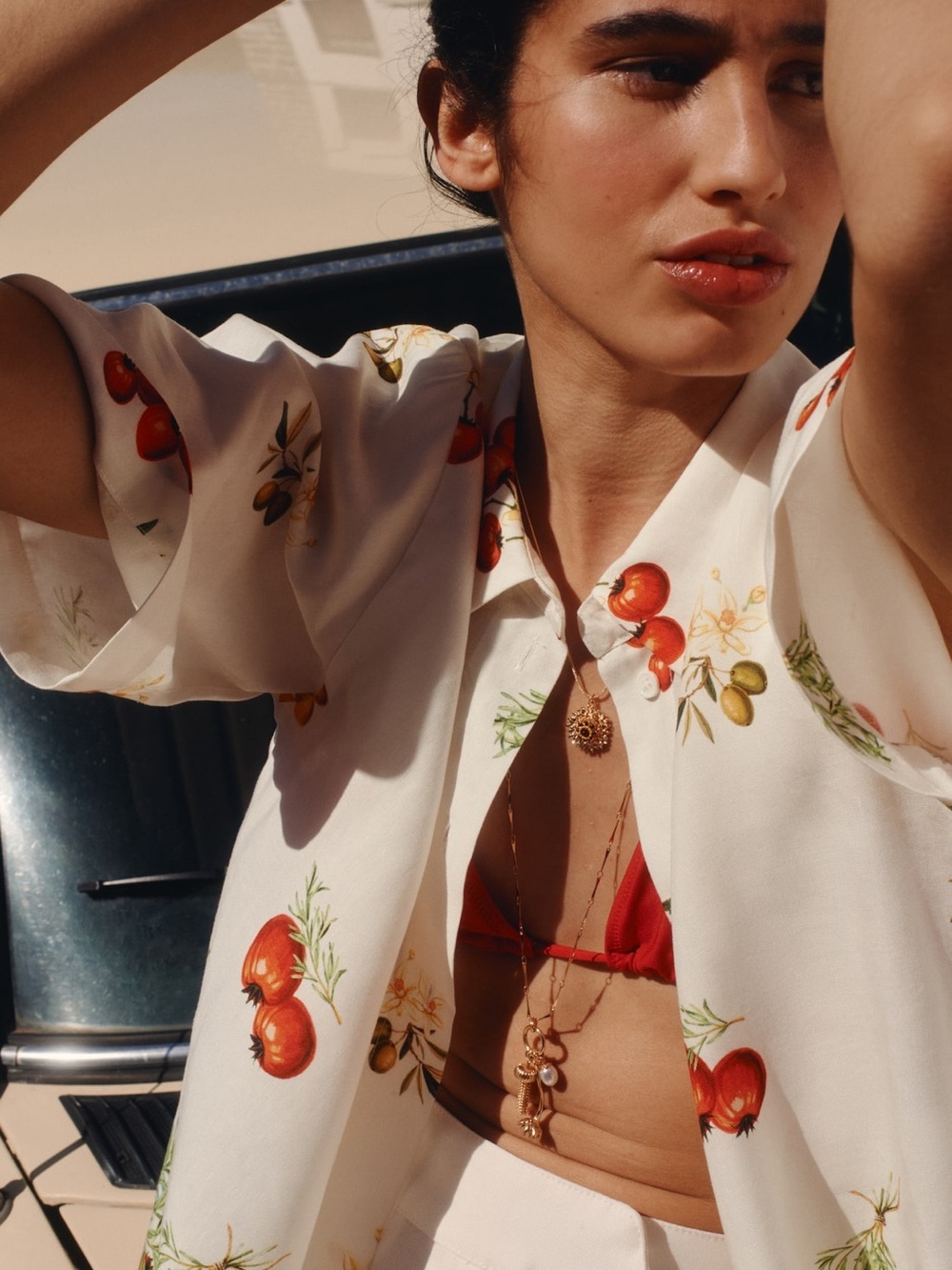 NWT (P-19”/size XS) H&M Tomato OVERSIZED LINEN-BLEND SHIRT - Picture 4 of 7